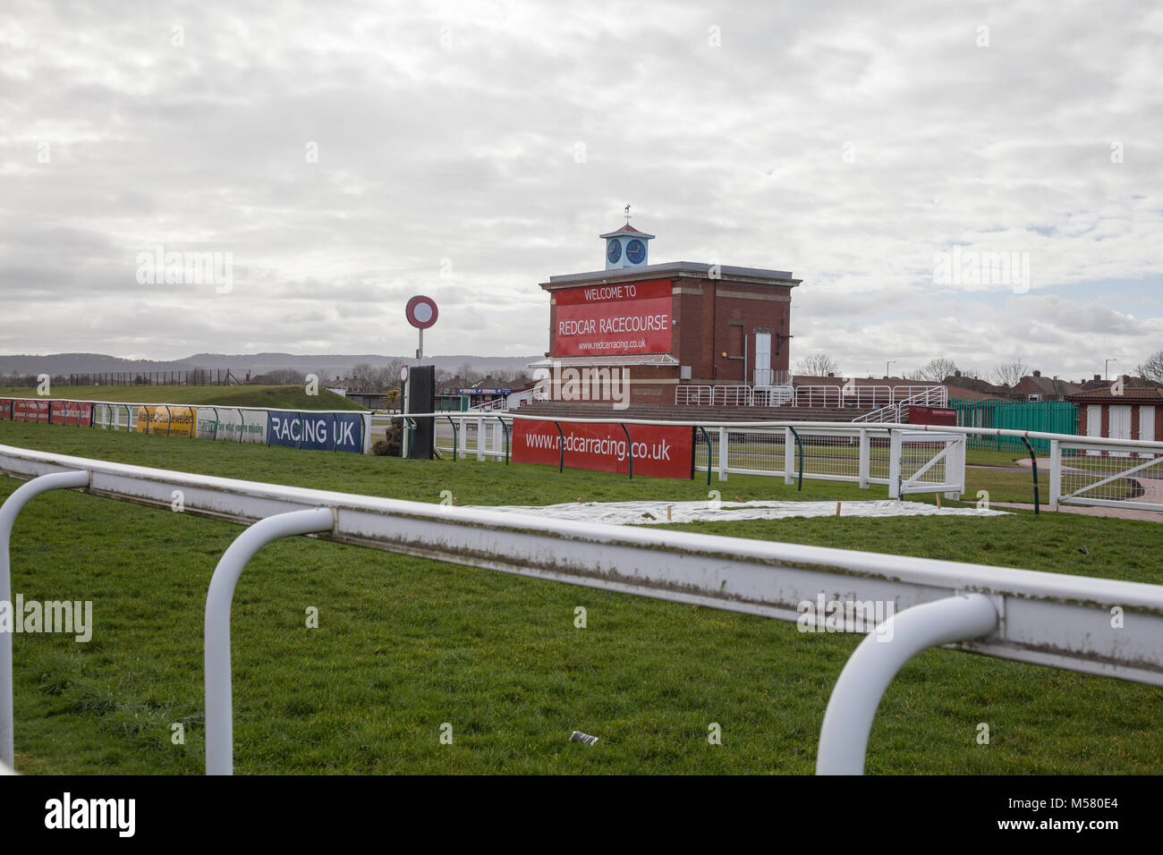 THe horse racing course and finishing post a Redcar,England,UK Stock ...