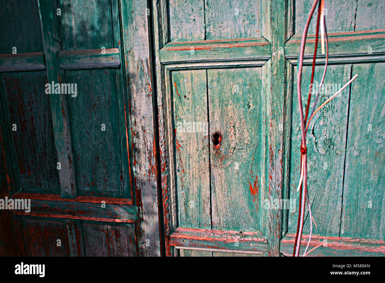 old wooden door in Monterongriffoli - San Giovanni d'Asso - (Montalcino) tuscany, italy Stock Photo