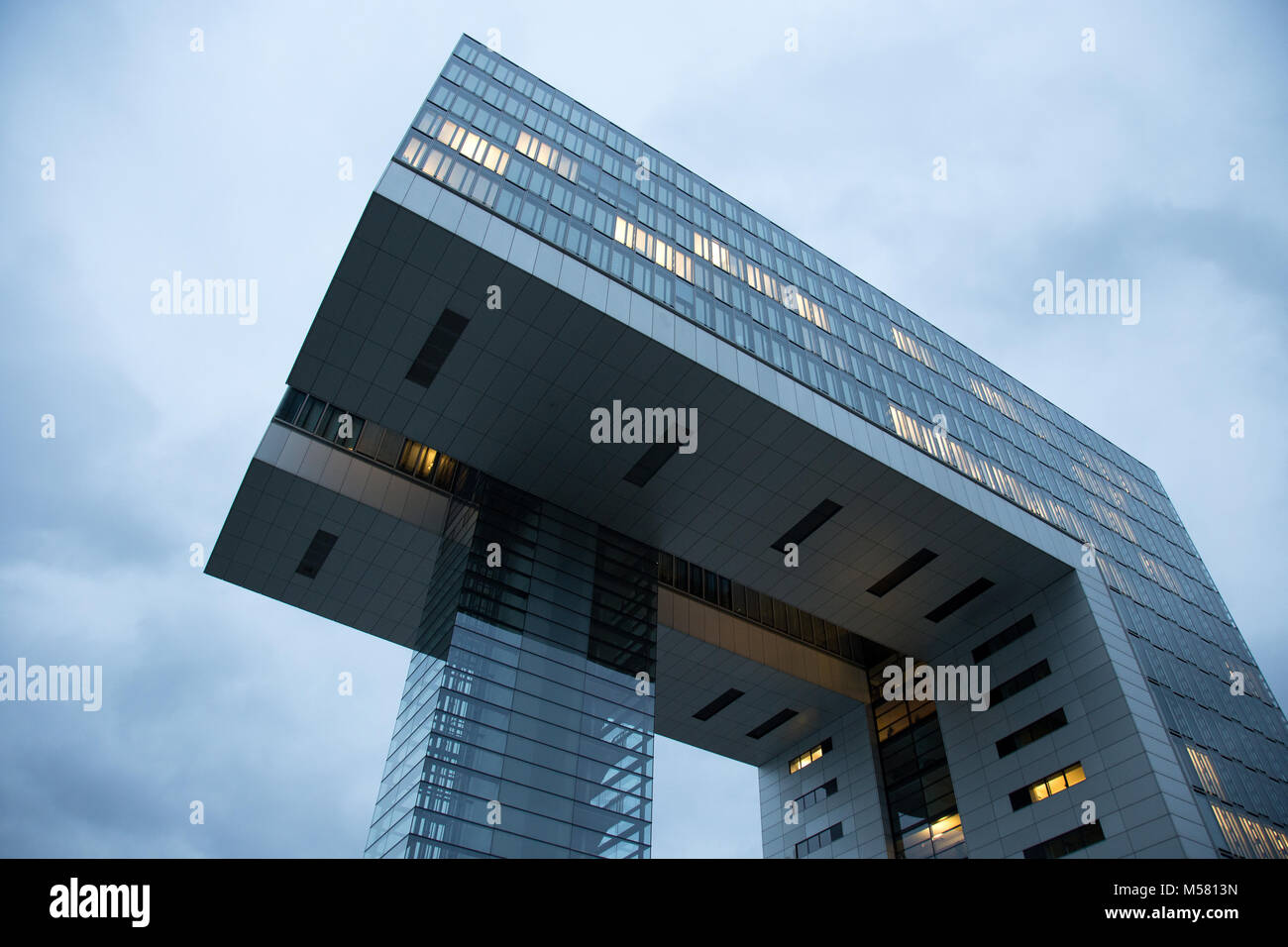 Kranhäuser (cran houses) in the Rheinauhafen, Altstadt Süd, Cologne, Nordrhein Westfalen, Germnay, Europe. Stock Photo