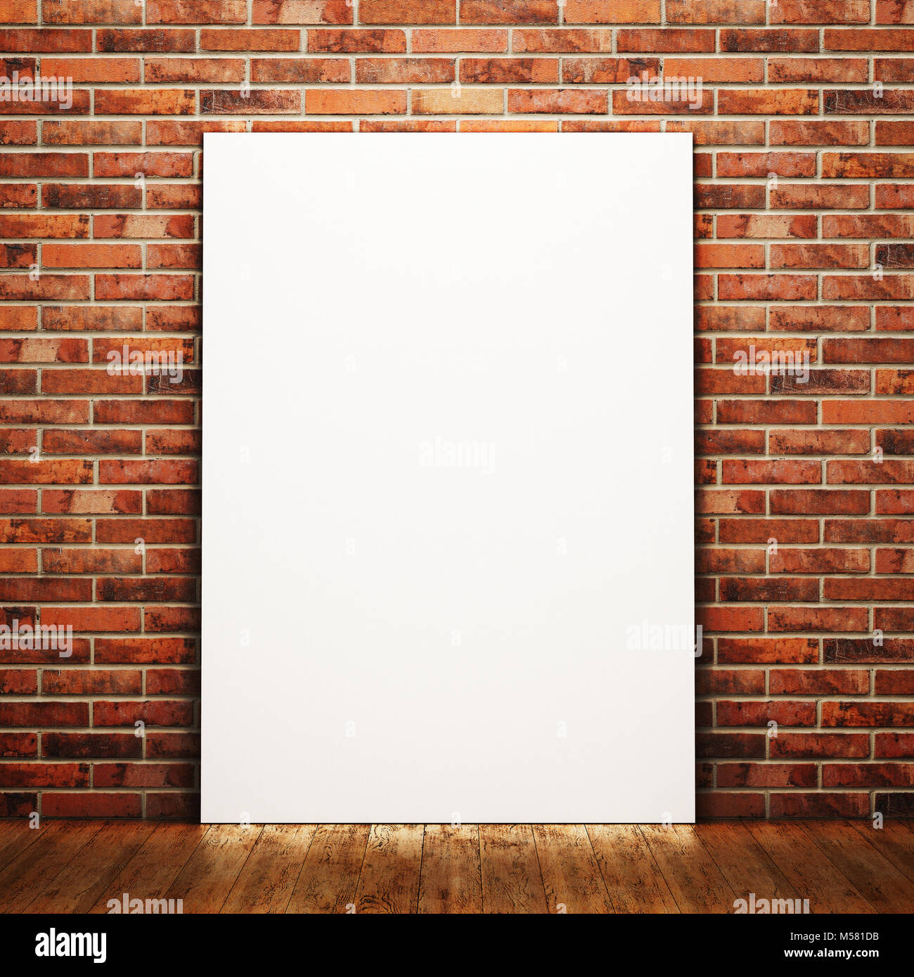 Blank canvas on brick wall. 3D rendering Stock Photo Alamy