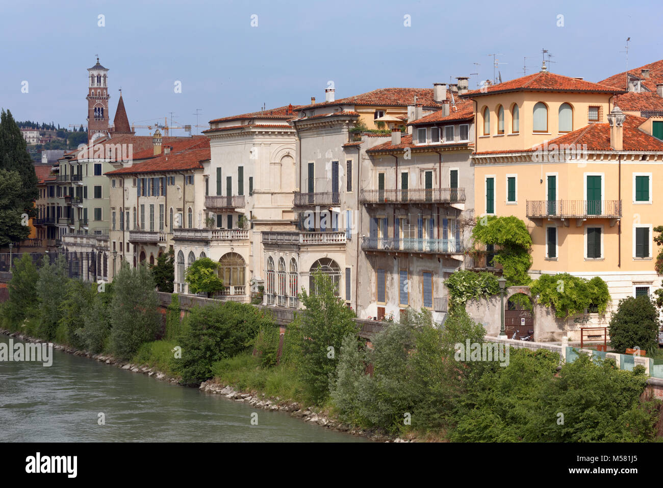 Embankment of Adige river in Verona, Italy Stock Photo