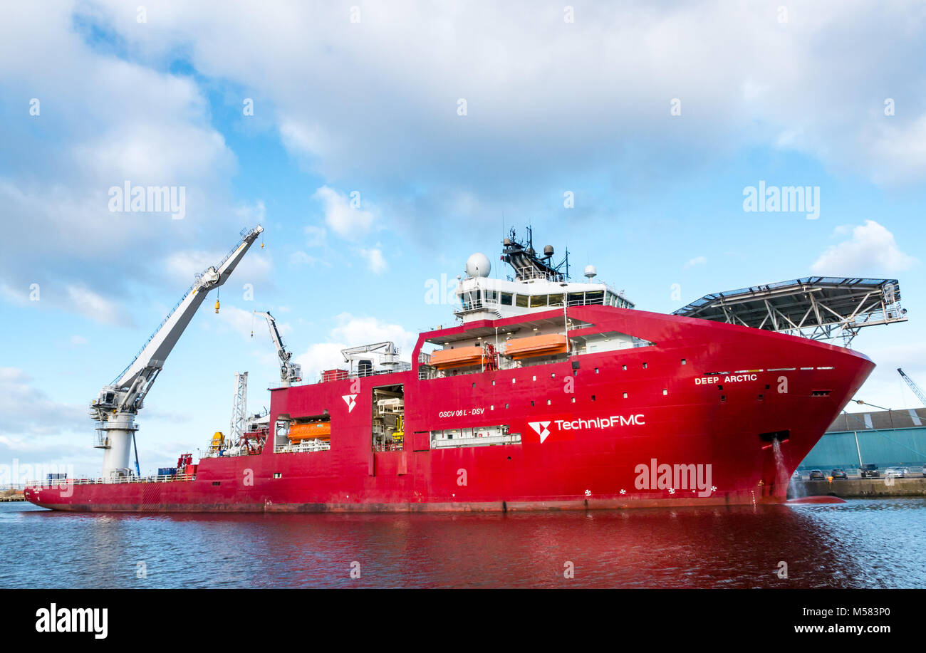 Deep Arctic, diving and heavy construction support ship, Leith harbour, Edinburgh, Scotland, UK Stock Photo
