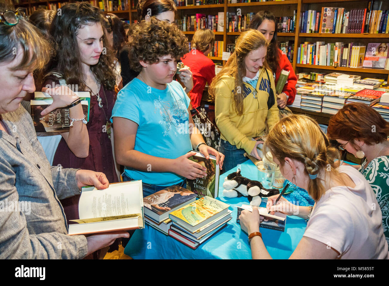 Miami Florida,Coral Gables,Books & Books,Meet the Authors,Libba Bray,Shannon Hale,young adult fiction authors,literature,teen teens teenager teenagers Stock Photo