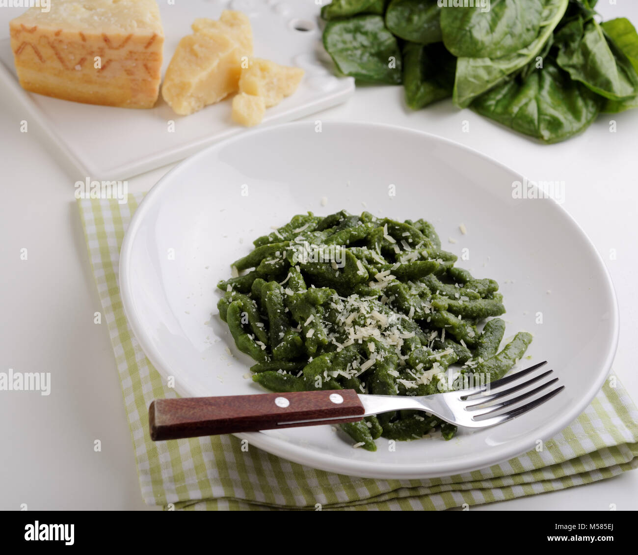 Gnocchetti tirolesi with shredded Parmesan cheese Stock Photo