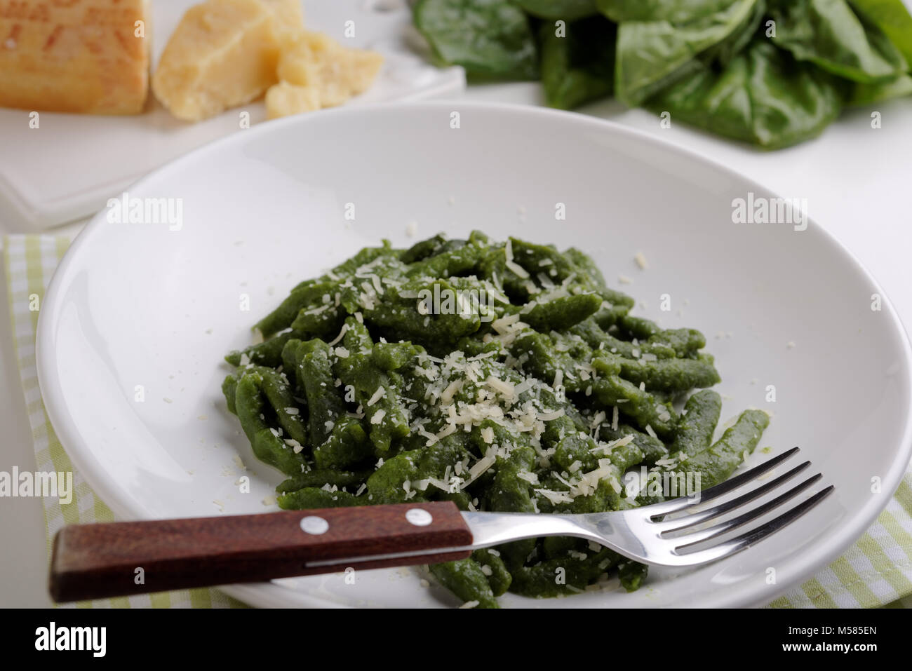 Gnocchetti tirolesi with shredded Parmesan cheese Stock Photo