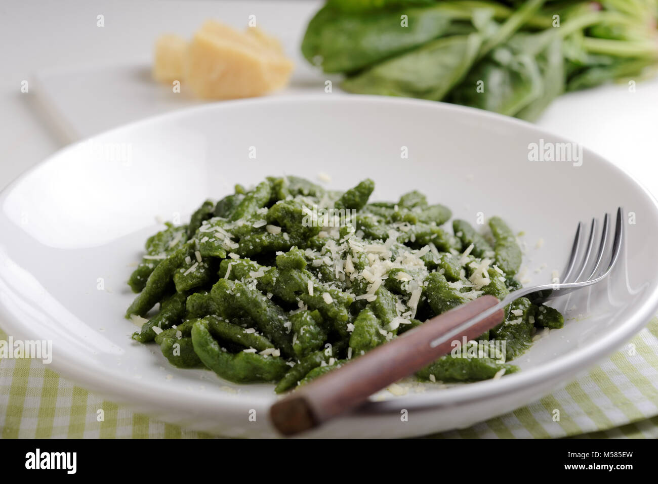 Gnocchetti tirolesi with shredded Parmesan cheese Stock Photo