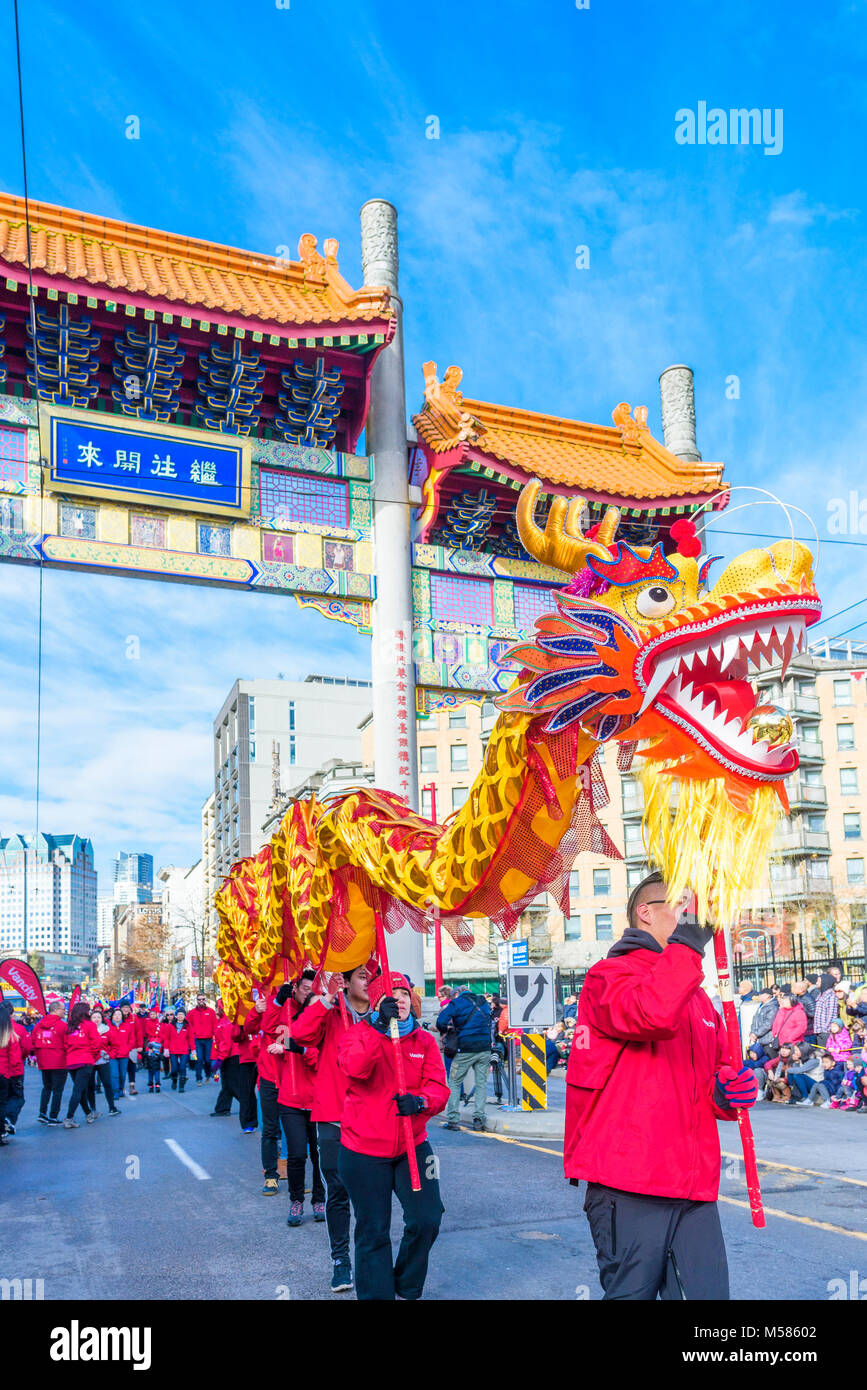 Chinese new year parade chinatown gate vancouver british columbia hi