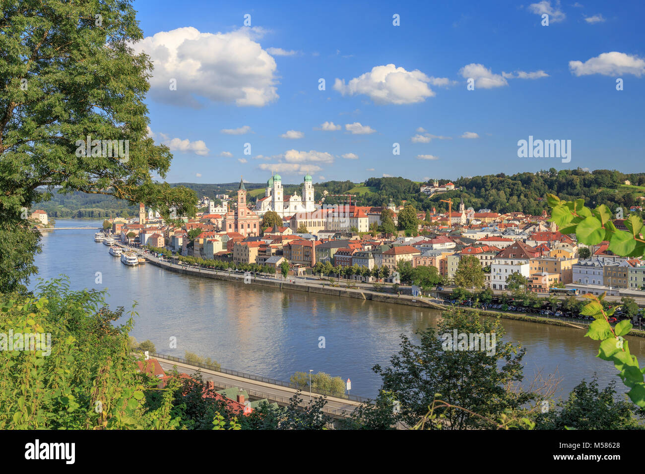Passau at the Danube river in Summer Stock Photo