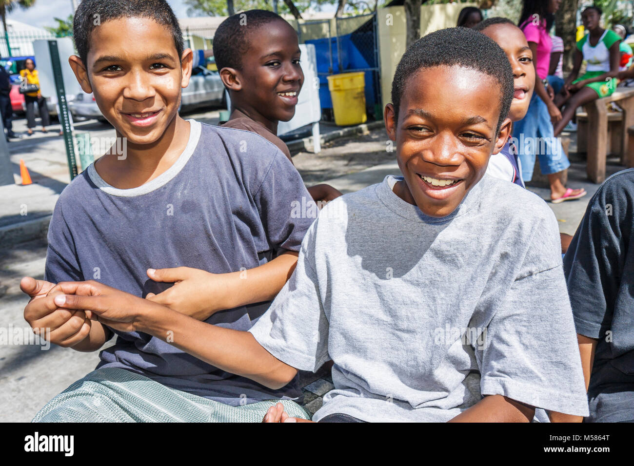 Miami Florida,Liberty City,African Square Park,inner city,low income,poverty,economic,Black Blacks African Africans ethnic minority,boy boys,male kid Stock Photo