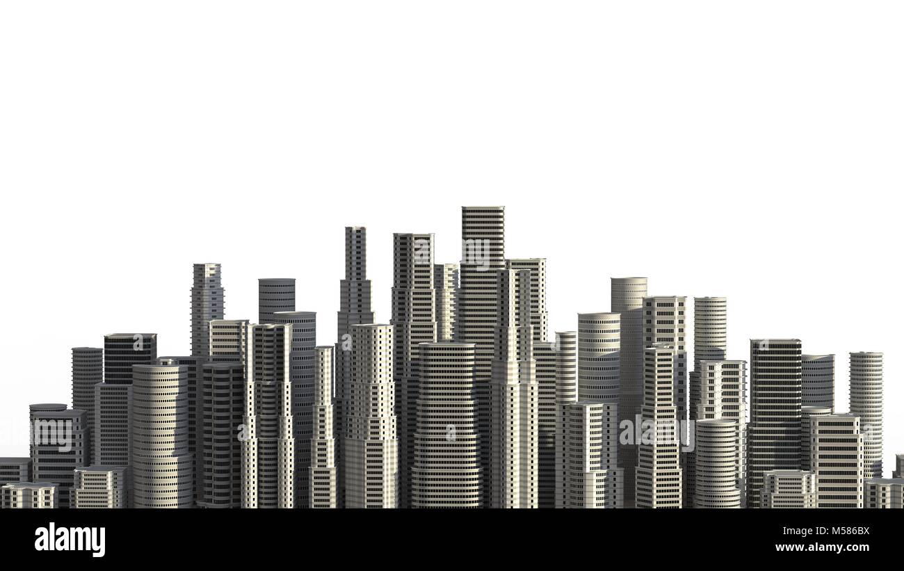 Skyscrapers isolated on white background. 3D illustrating Stock Photo