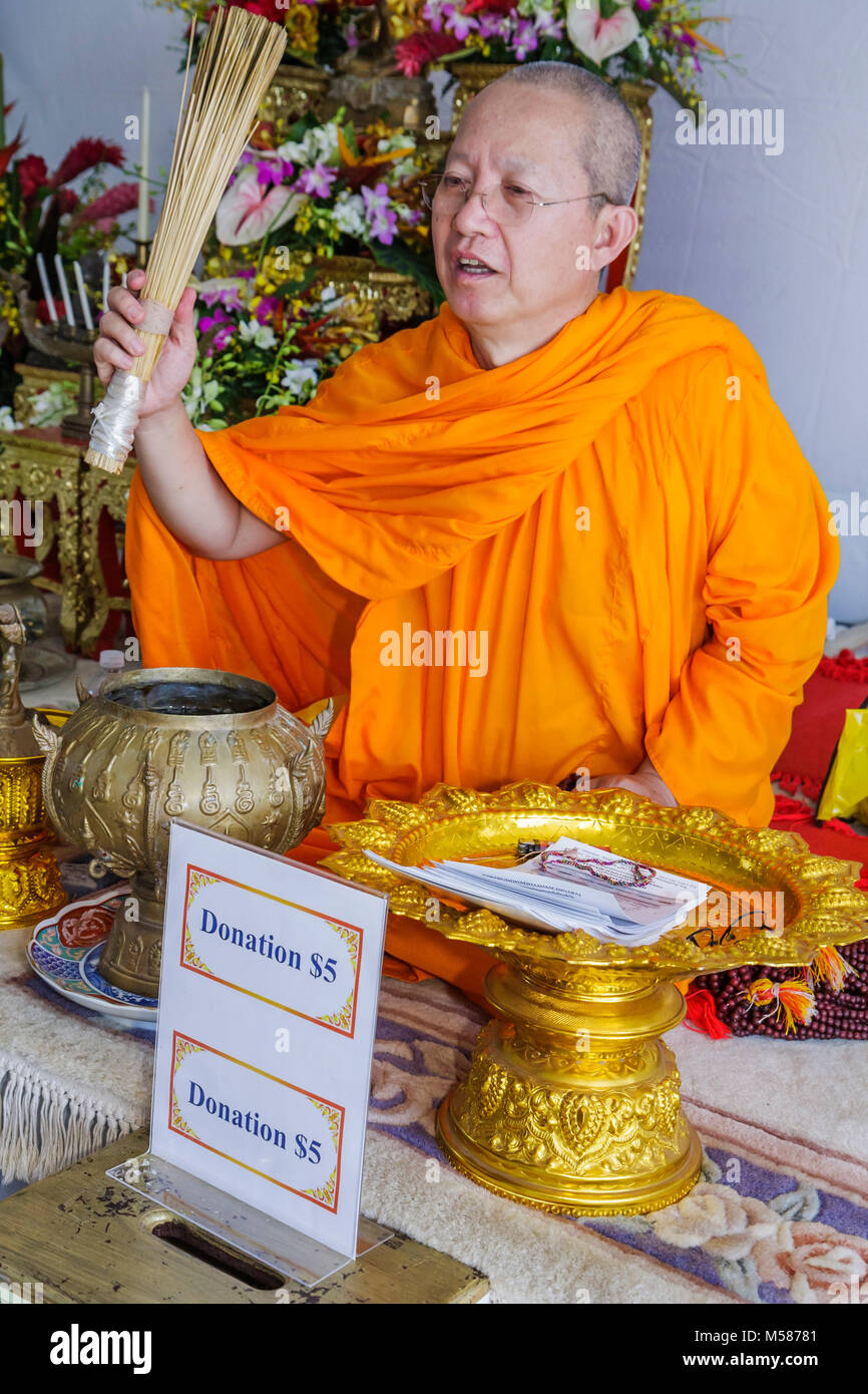 Miami Florida,Homestead,Redlands,Fruit & Spice Park,Asian Culture Festival,festivals fair,Thai,Thailand,Buddhist monk,man men male adult adults,adult, Stock Photo