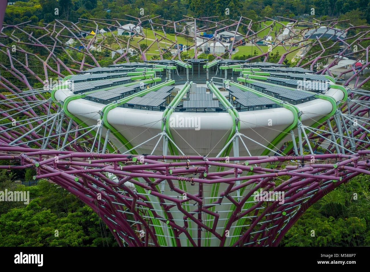 SINGAPORE, SINGAPORE - JANUARY 30, 2018: Outdoor view of solar pannels ...
