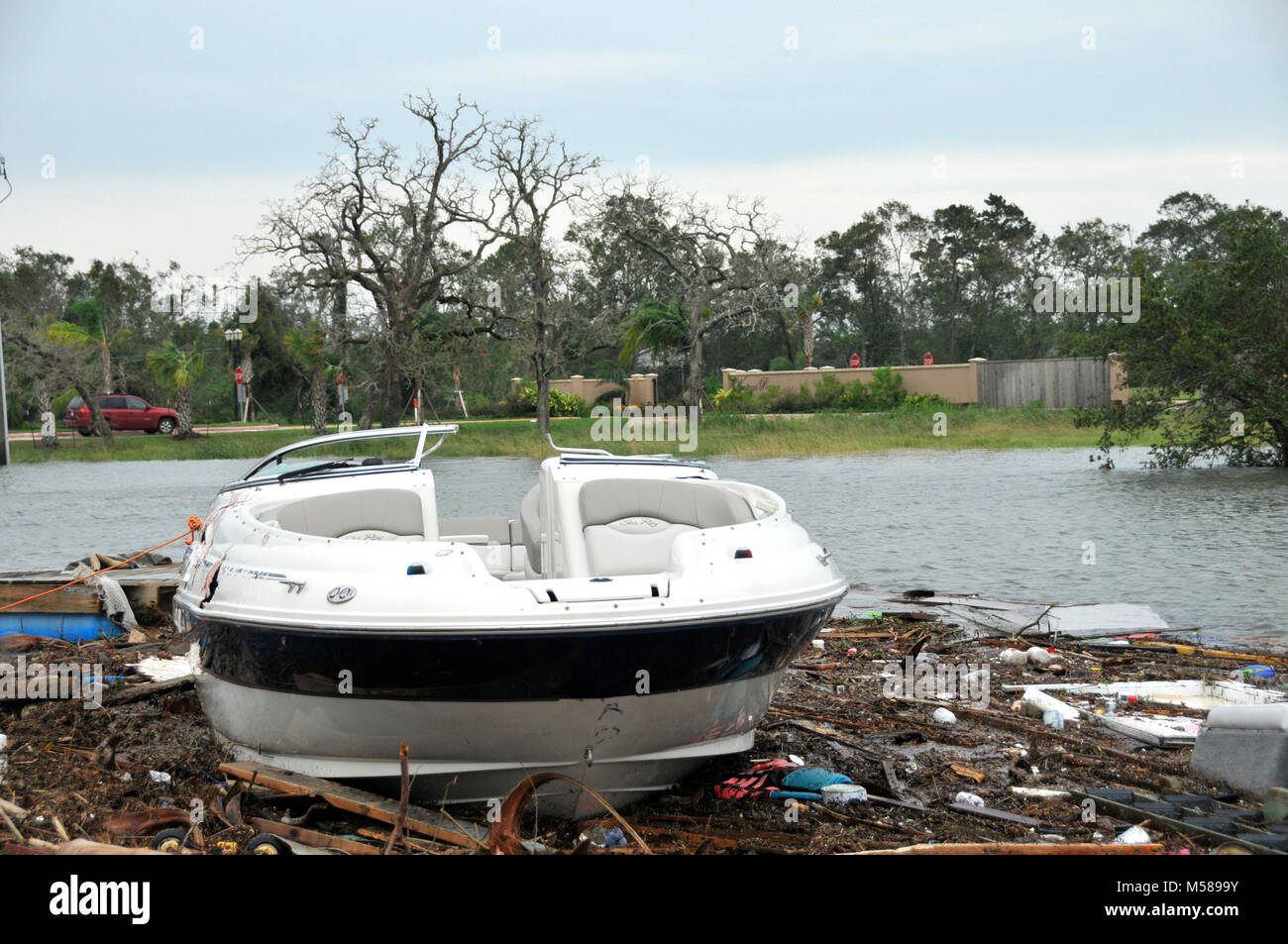 Destruction from 2008 Hurricane Ike storm in Texas, USA. Stock Photo
