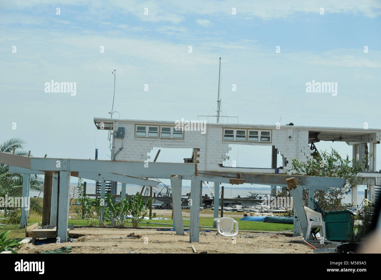 Destruction from 2008 Hurricane Ike storm in Texas, USA. Stock Photo