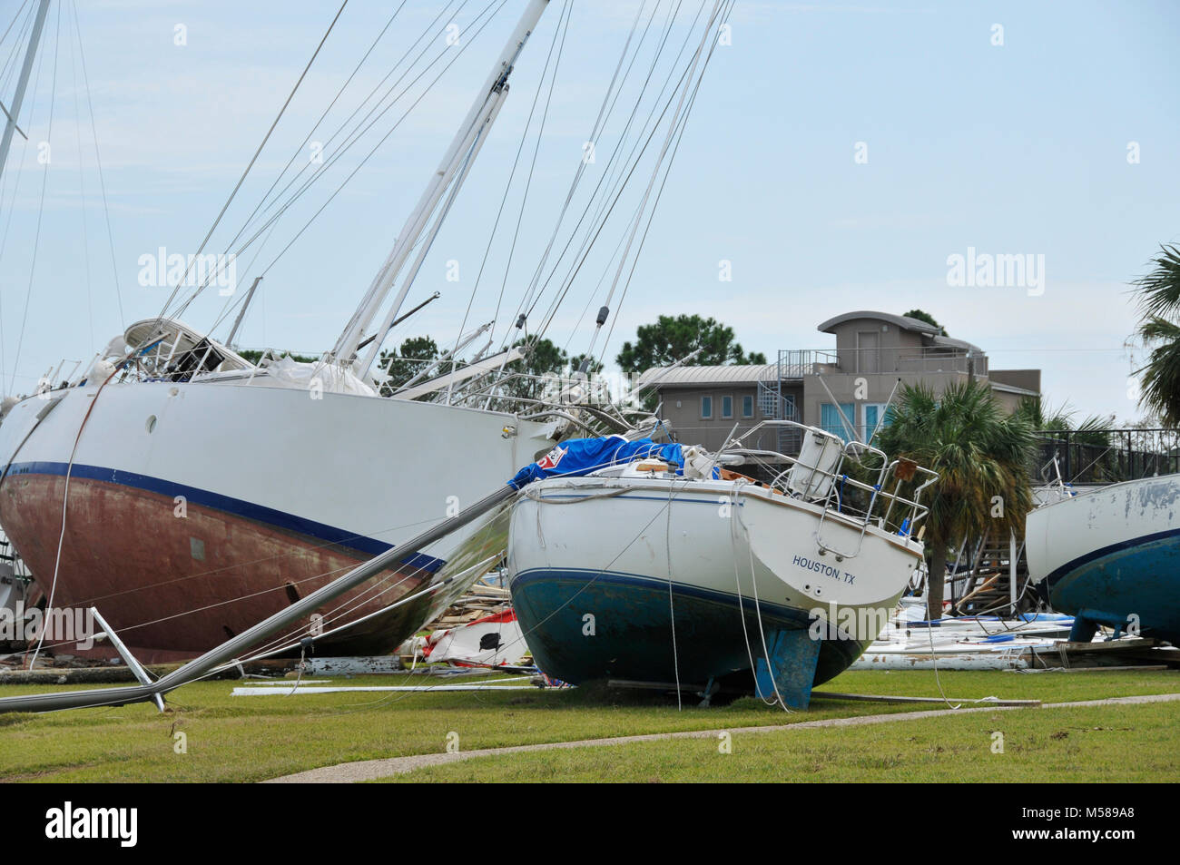Destruction from 2008 Hurricane Ike storm in Texas, USA. Stock Photo