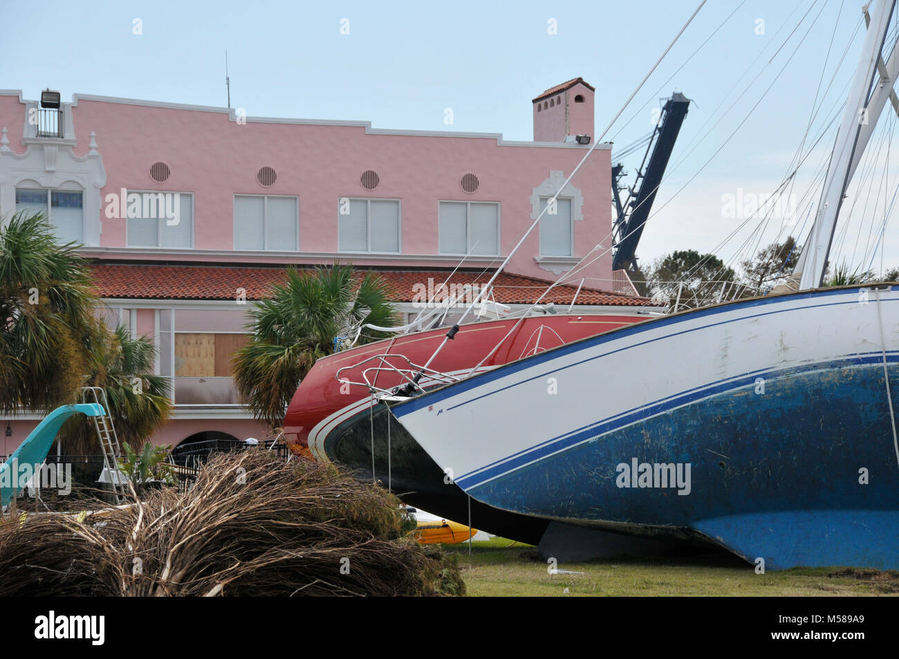 Destruction from 2008 Hurricane Ike storm in Texas, USA. Stock Photo