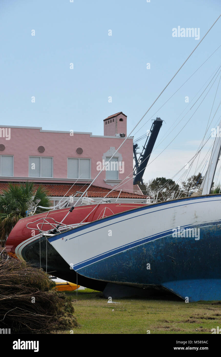 Destruction from 2008 Hurricane Ike storm in Texas, USA. Stock Photo