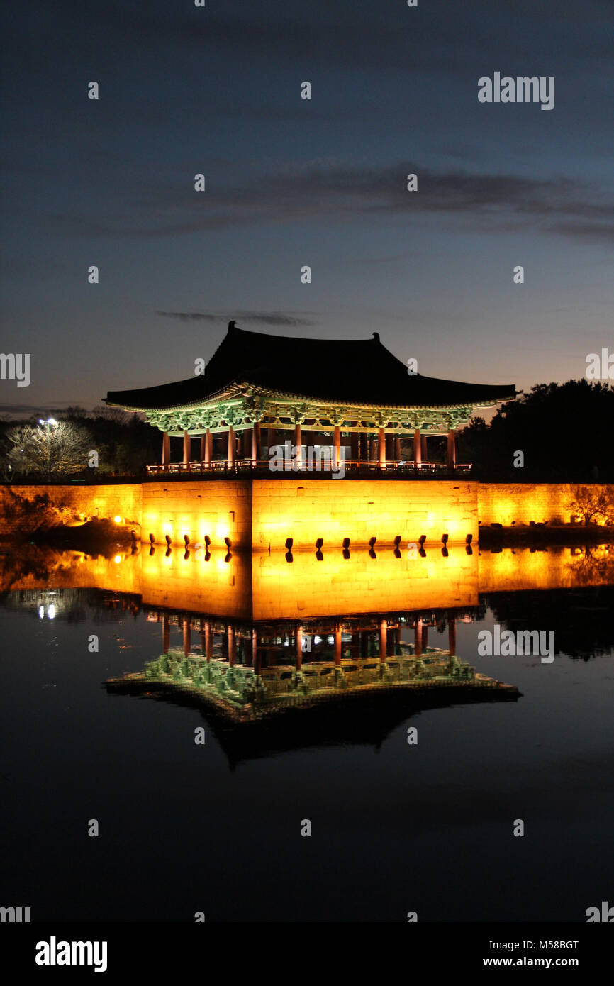 Night View Of Donggung Palace And Wolji Pond With The Light And Night View Of Donggung Palace And Wolji Pond With The Light And