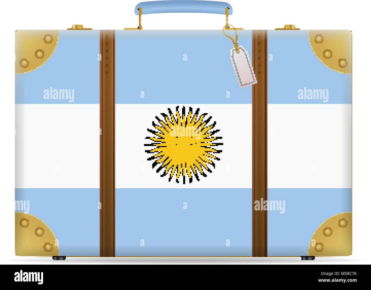 Argentina flag travel suitcase on a white background Stock Vector Image ...