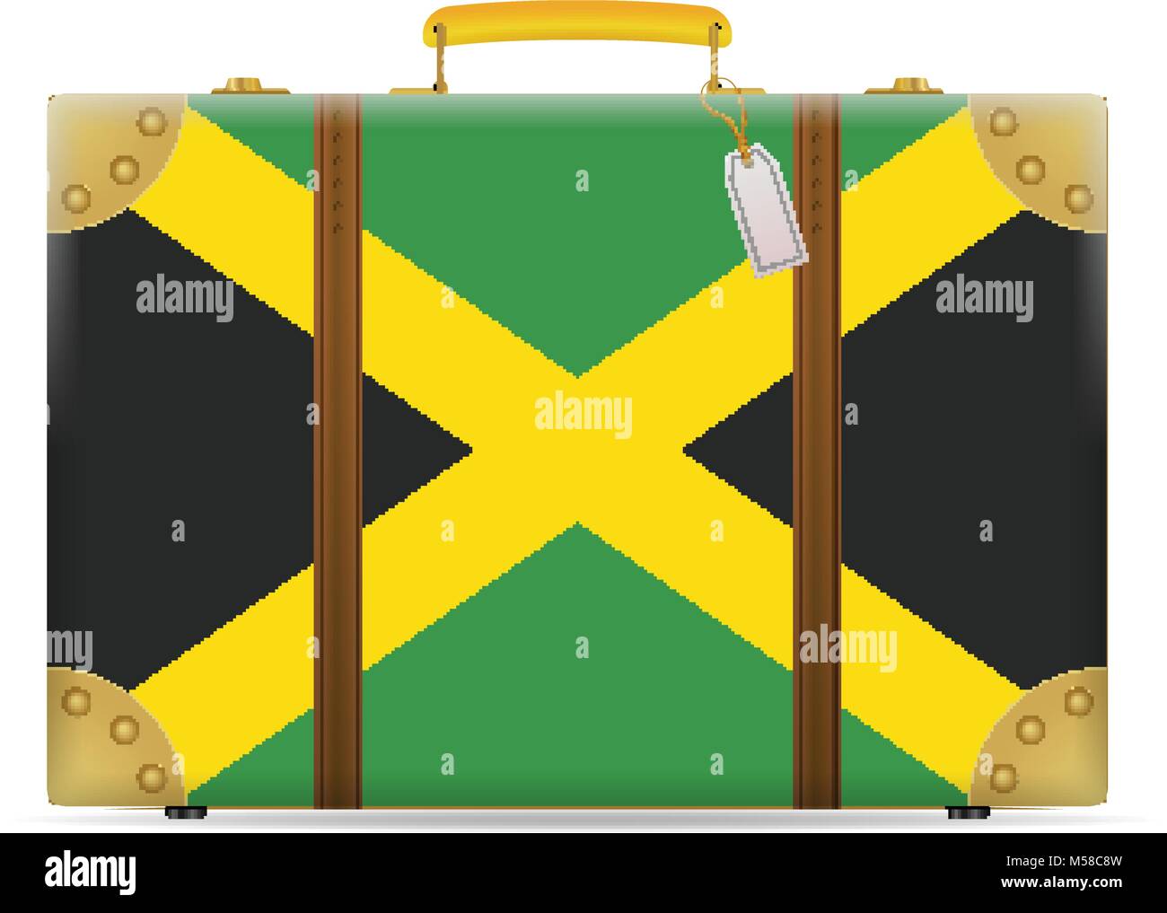 Jamaica flag travel suitcase on a white background Stock Vector Image