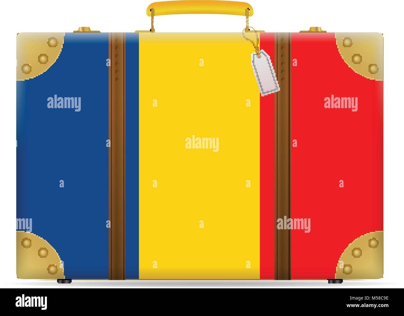 Romania flag travel suitcase on a white background Stock Vector Image ...