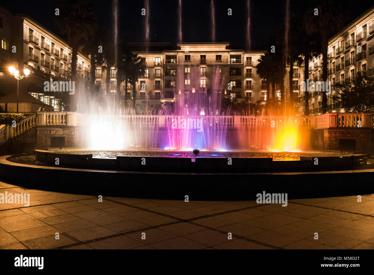 Addis Ababa / Ethiopia August 12 2016 Fountain show at Sheraton