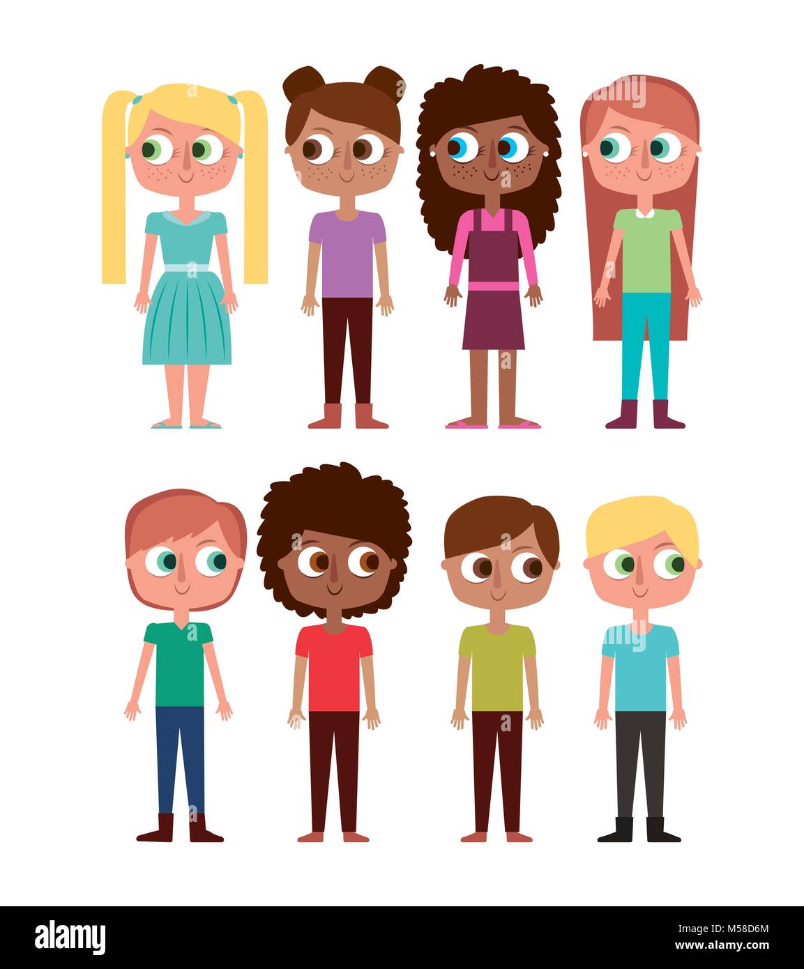 cartoon kids happy girls and boys happy Stock Vector Image & Art - Alamy