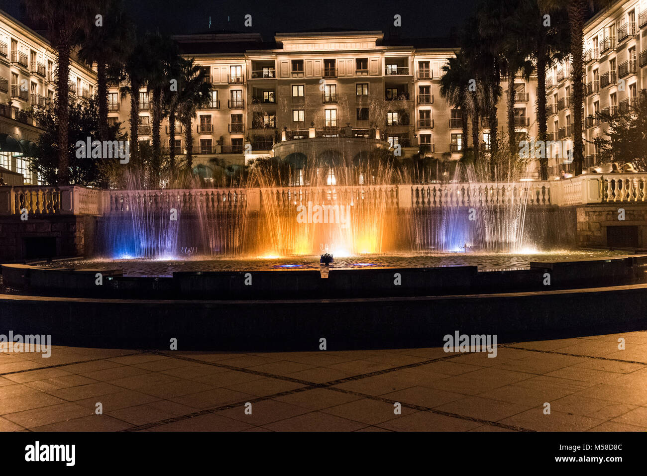 Addis Ababa / Ethiopia August 12 2016 Fountain show at Sheraton