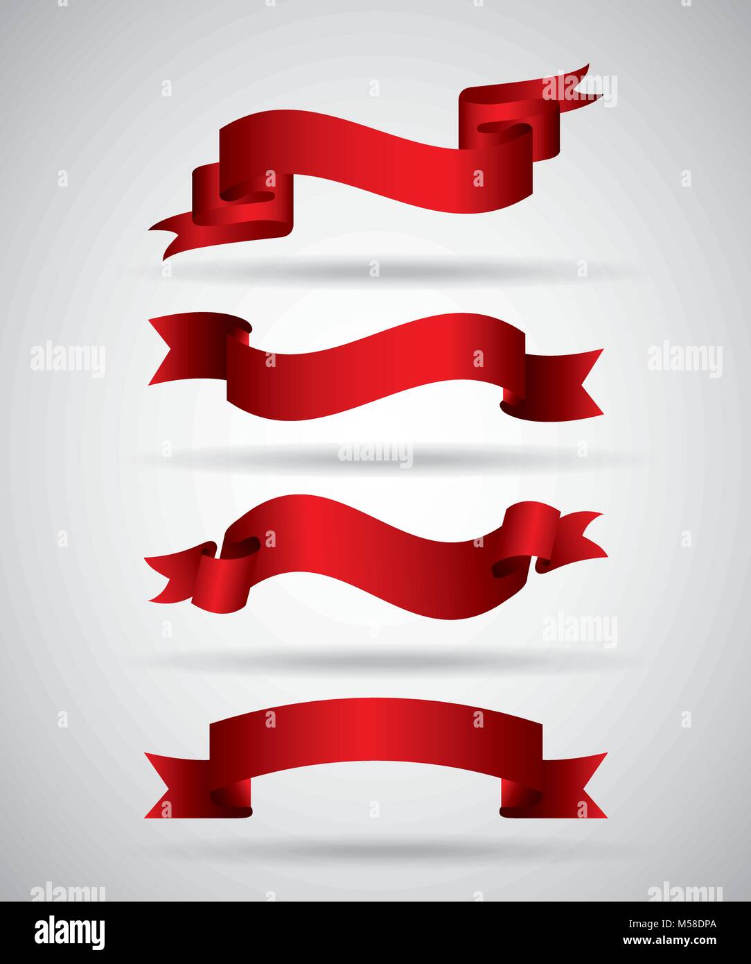 horizontal red banners ribbons decoration shadow Stock Vector Image