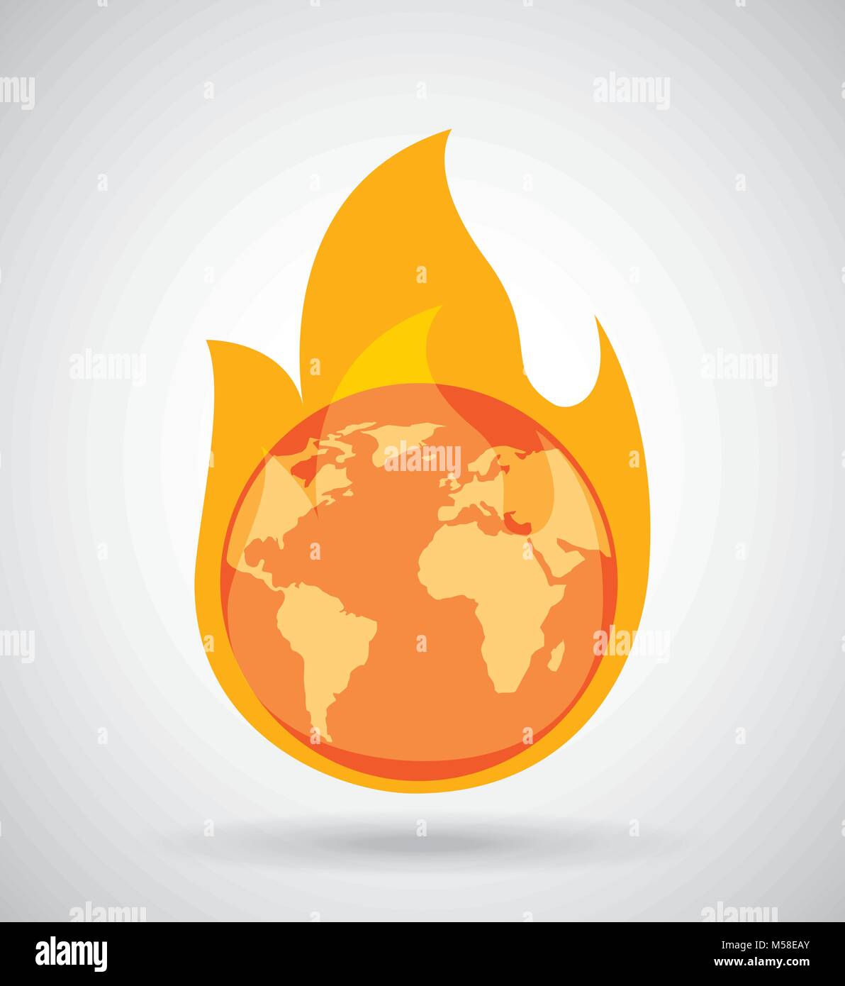 global earth burning fire climate change concept Stock Vector