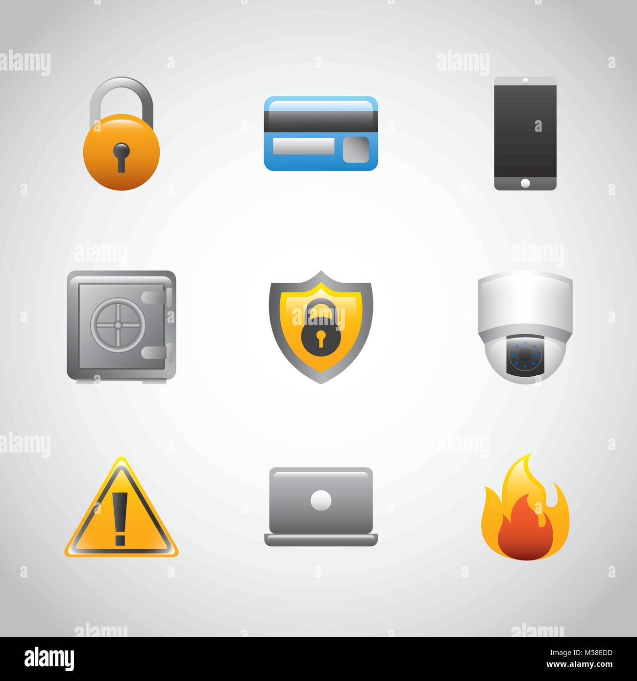theft identity technology digital set icons Stock Vector Image & Art ...