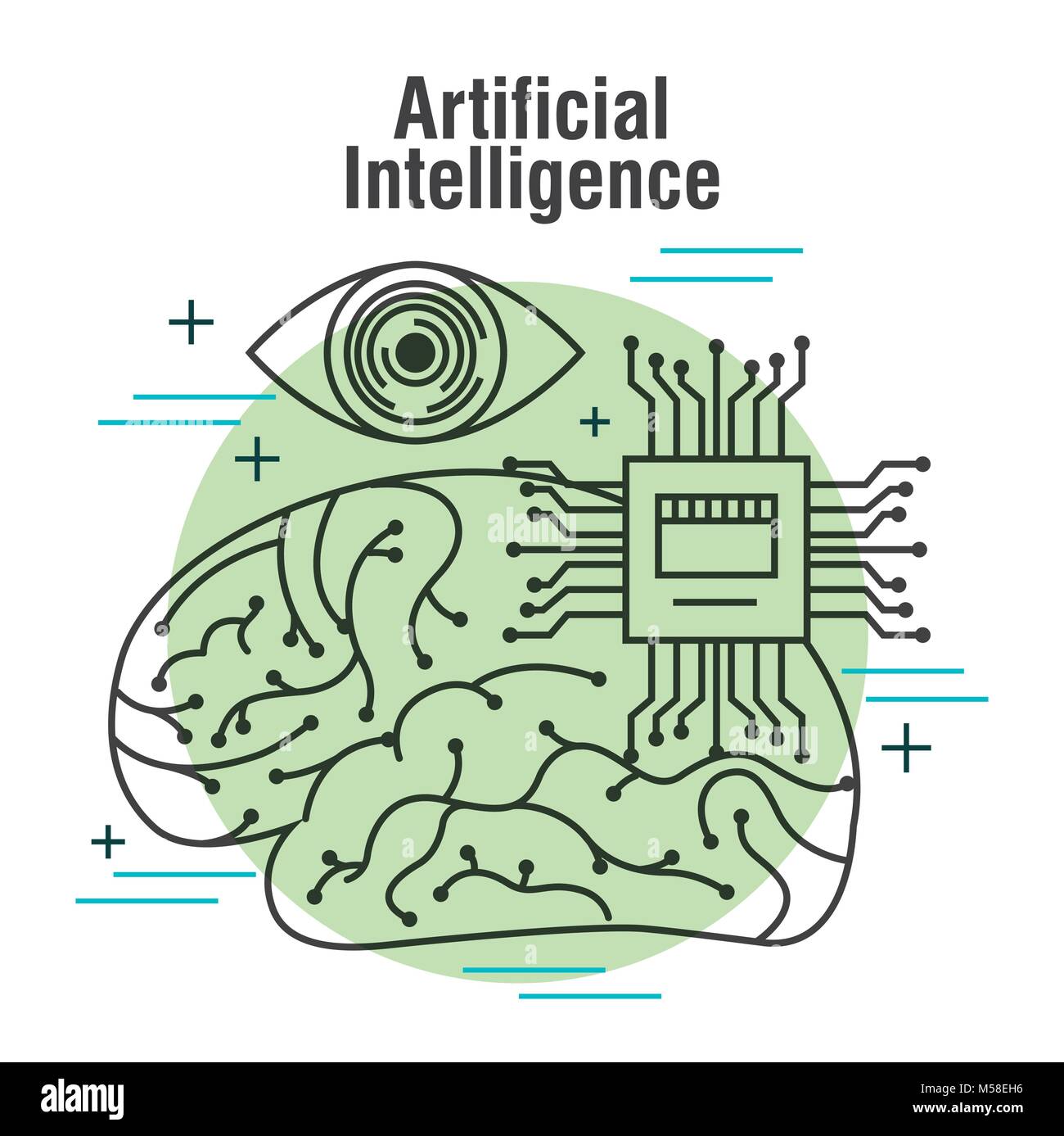 artificial intelligence human brain vision and motherboard Stock Vector ...