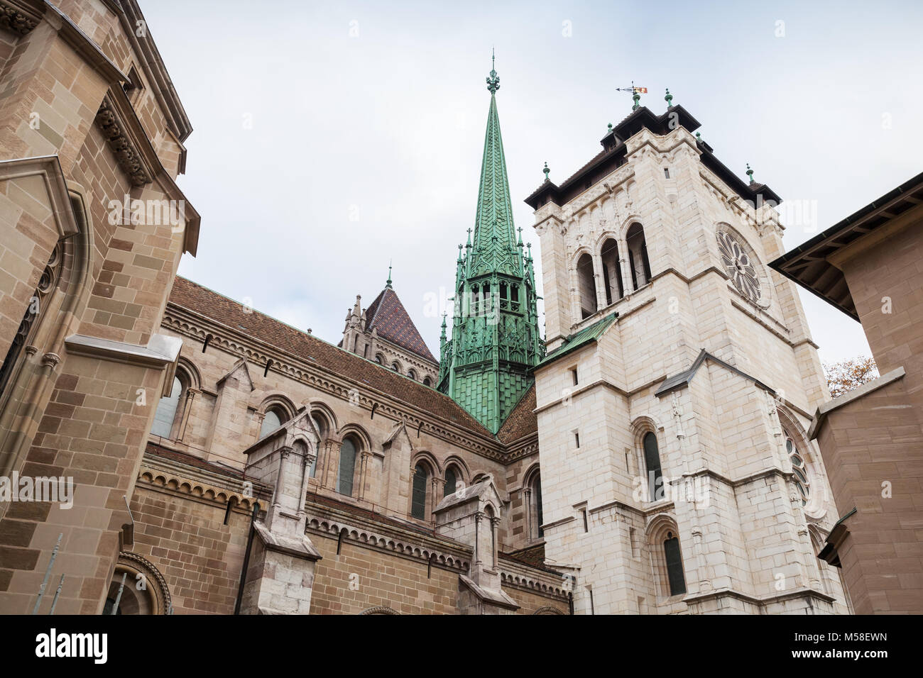 Saint Peters Cathedral exterior, Geneva, Switzerland Stock Photo