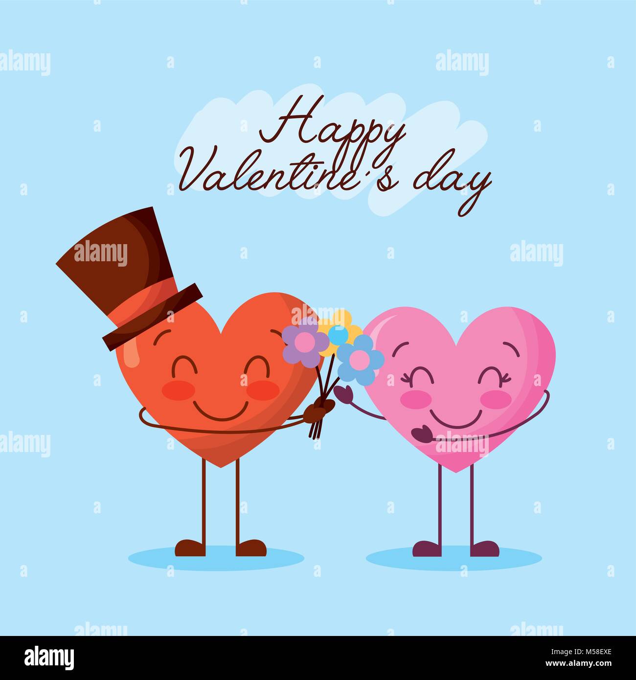 happy valentines day cute couple cartoon hearts with bouquet Stock Vector Image & Art - Alamy happy valentines day cute couple cartoon hearts with bouquet Stock Vector Image & Art - Alamy