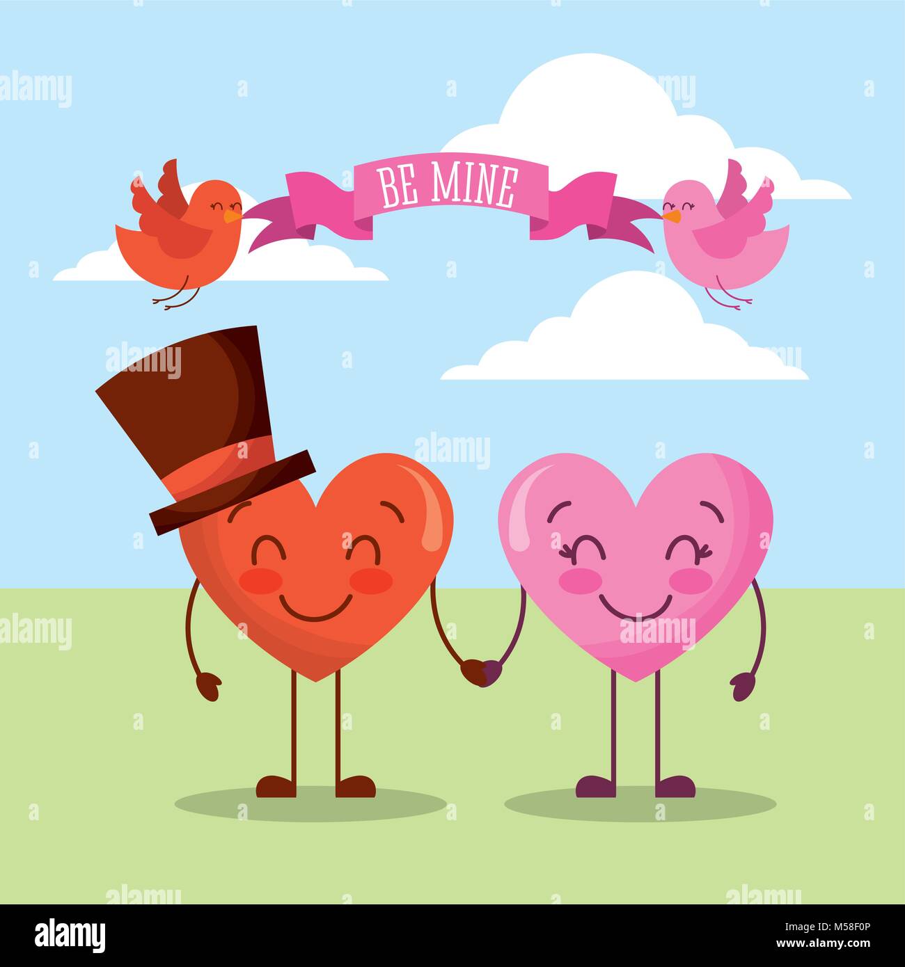pic 2 People Holding Hands Cartoon https www alamy com stock photo two couple hearts cartoon holding hands be mine card invitation 175364358 html