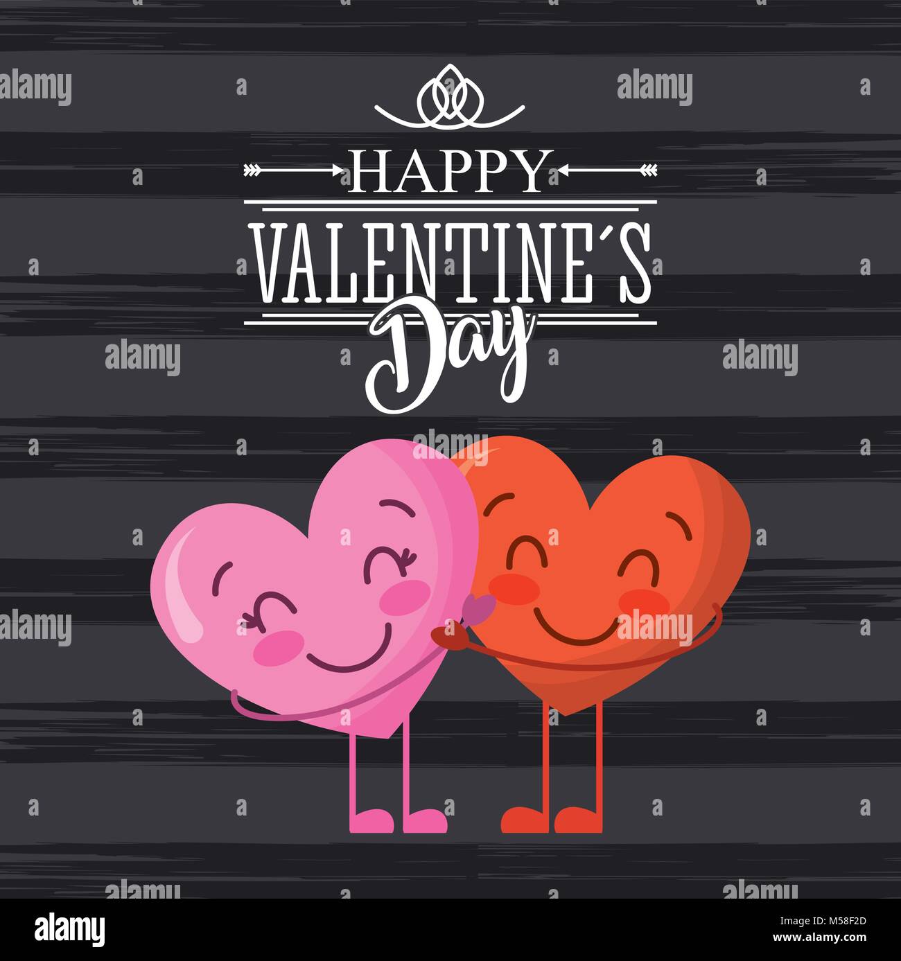 happy valentines day card couple love hearts hugging dark background ...