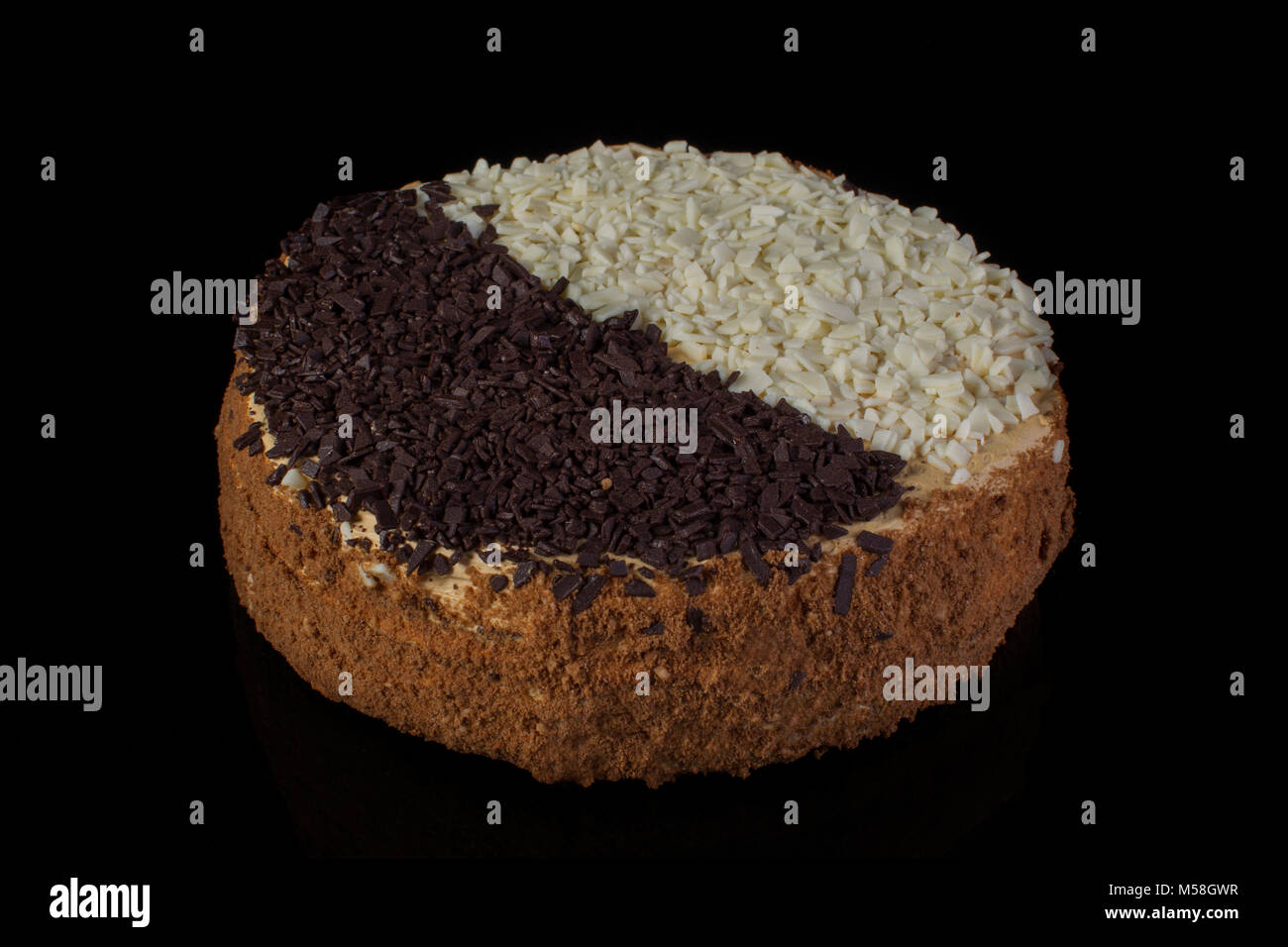 Cake With White And Black Chocolate On A Black Background Russian Cake Day And Night Stock Photo Alamy