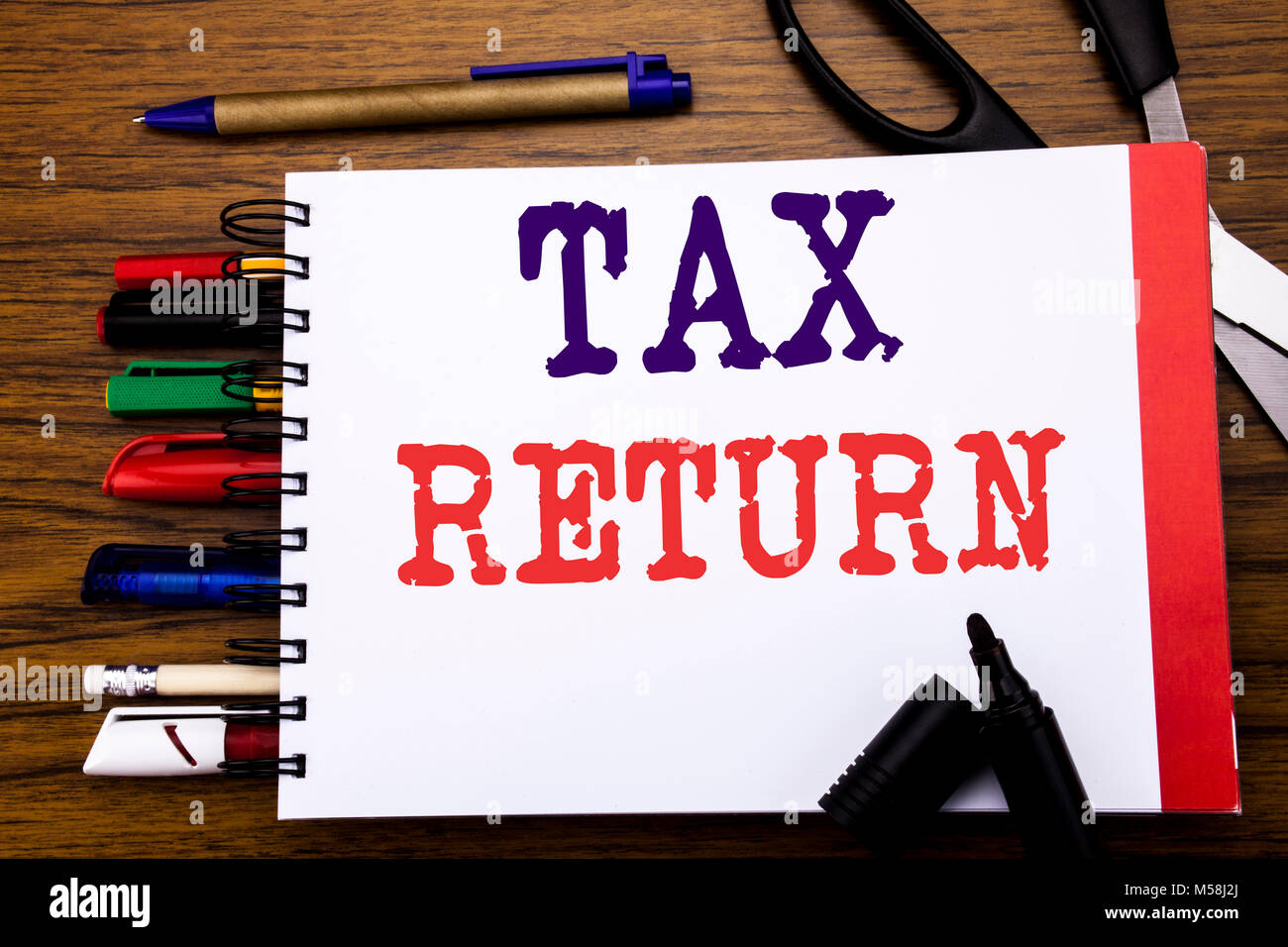 Handwriting Announcement text showing Tax Return. Business concept for