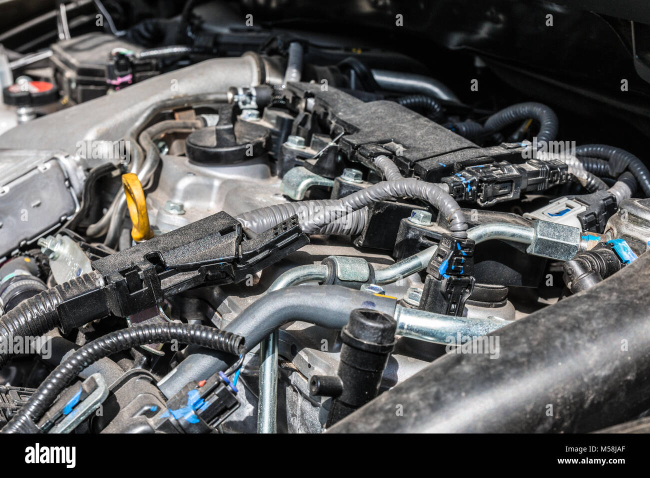 View on engine block of a modern car Stock Photo