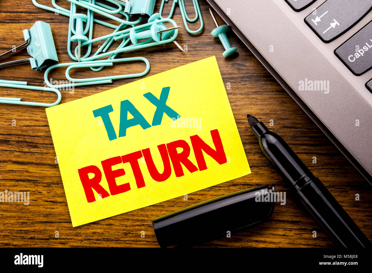 Handwriting Announcement text showing Tax Return. Business concept for