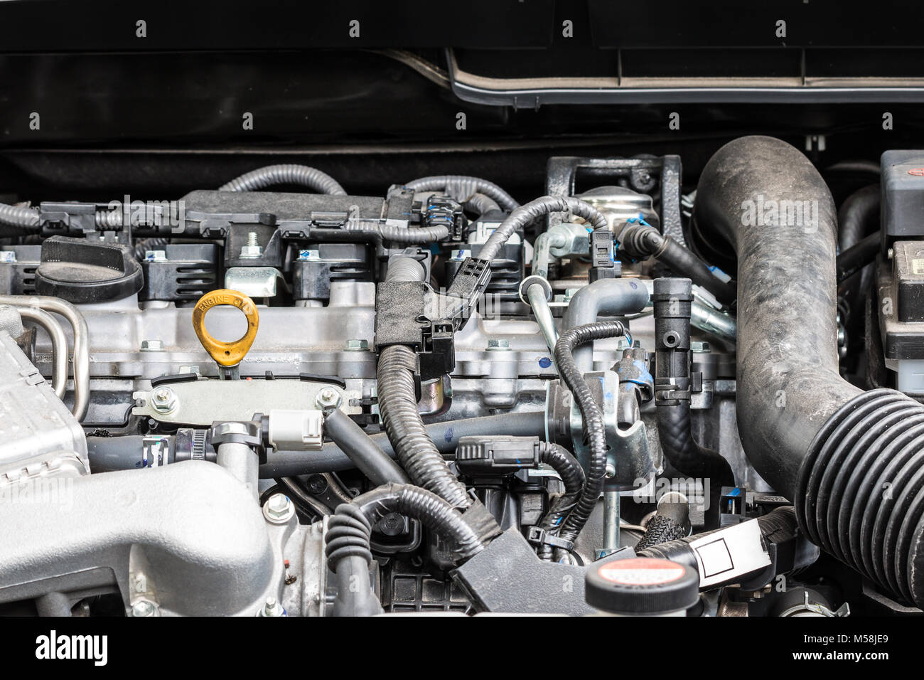 View on engine block of a modern car Stock Photo