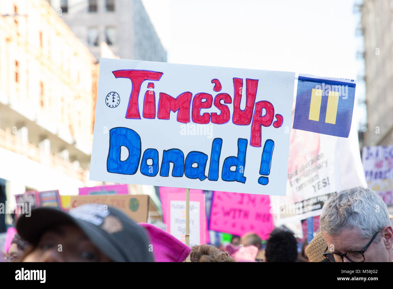 The Women's March in Los Angeles as similar marches were being staged across the United States on the first anniversary of President Donald Trump's inauguration.  Featuring: Atmosphere Where: Los Angeles, California, United States When: 20 Jan 2018 Credit: Sheri Determan/WENN.com Stock Photo