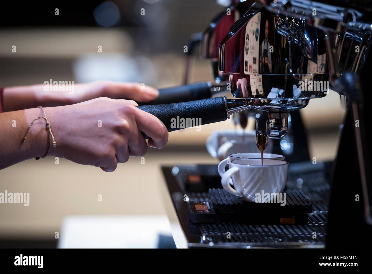 The Netherlands. Dutch Championship Barista coffee machine Stock Photo