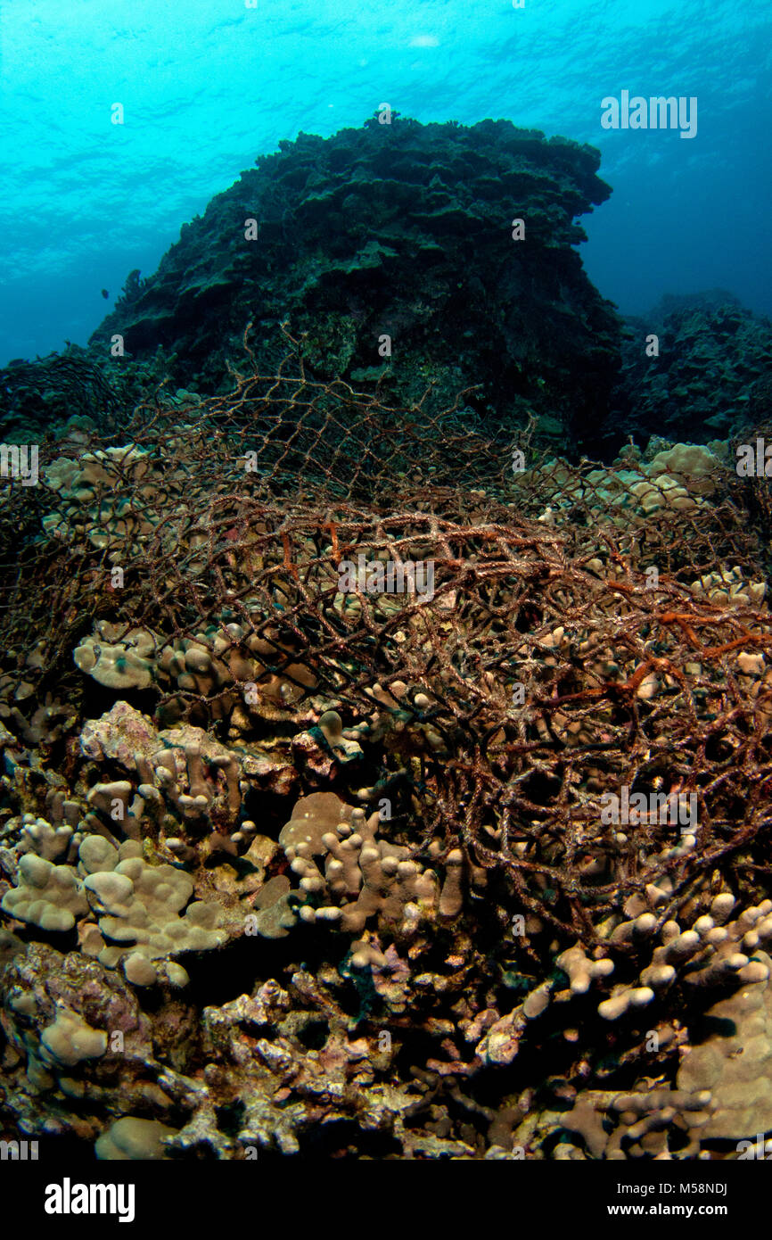 Currents accumulate marine debris in areas around the global ocean. Stock Photo