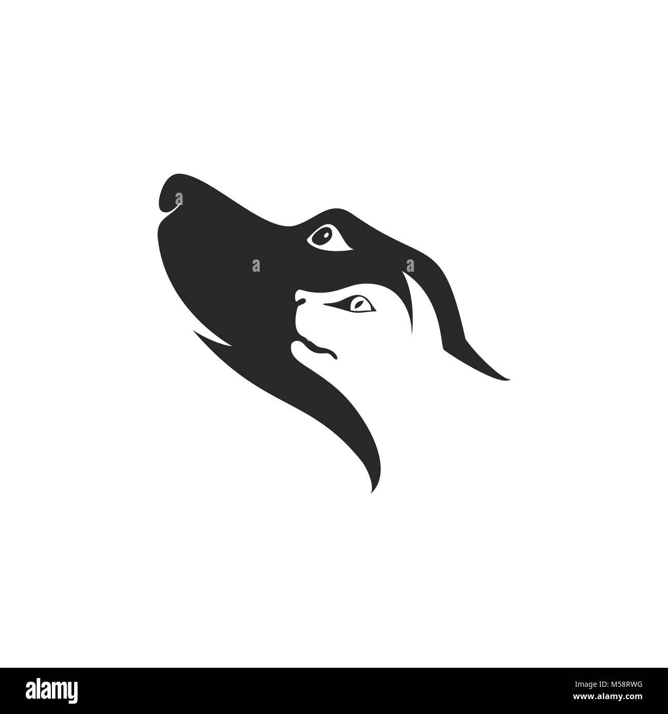 The head of a cat and dog Stock Vector