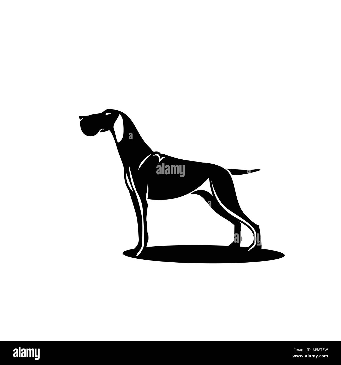 Black hunting dog with shadow Stock Vector
