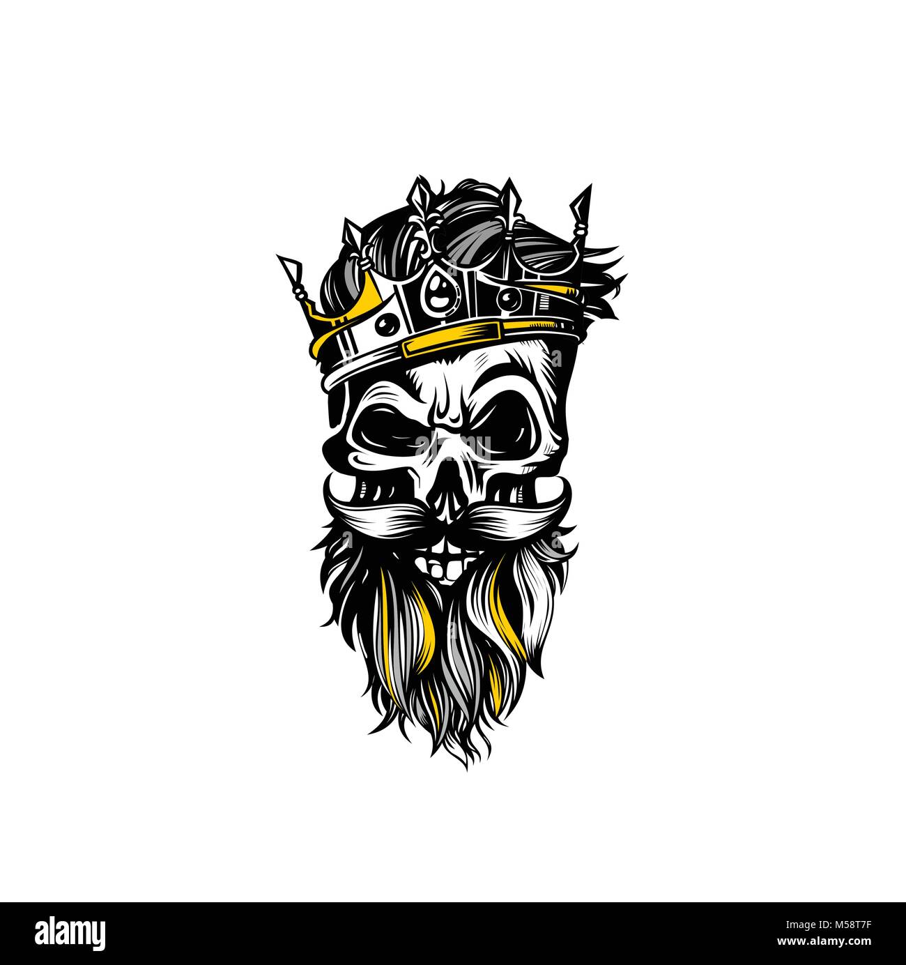 Hand drawn sketch skull with crown vector illustration. Stock Vector