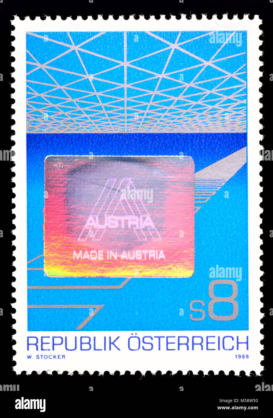 Austrian holographic postage stamp (1988) celebrating the Federal