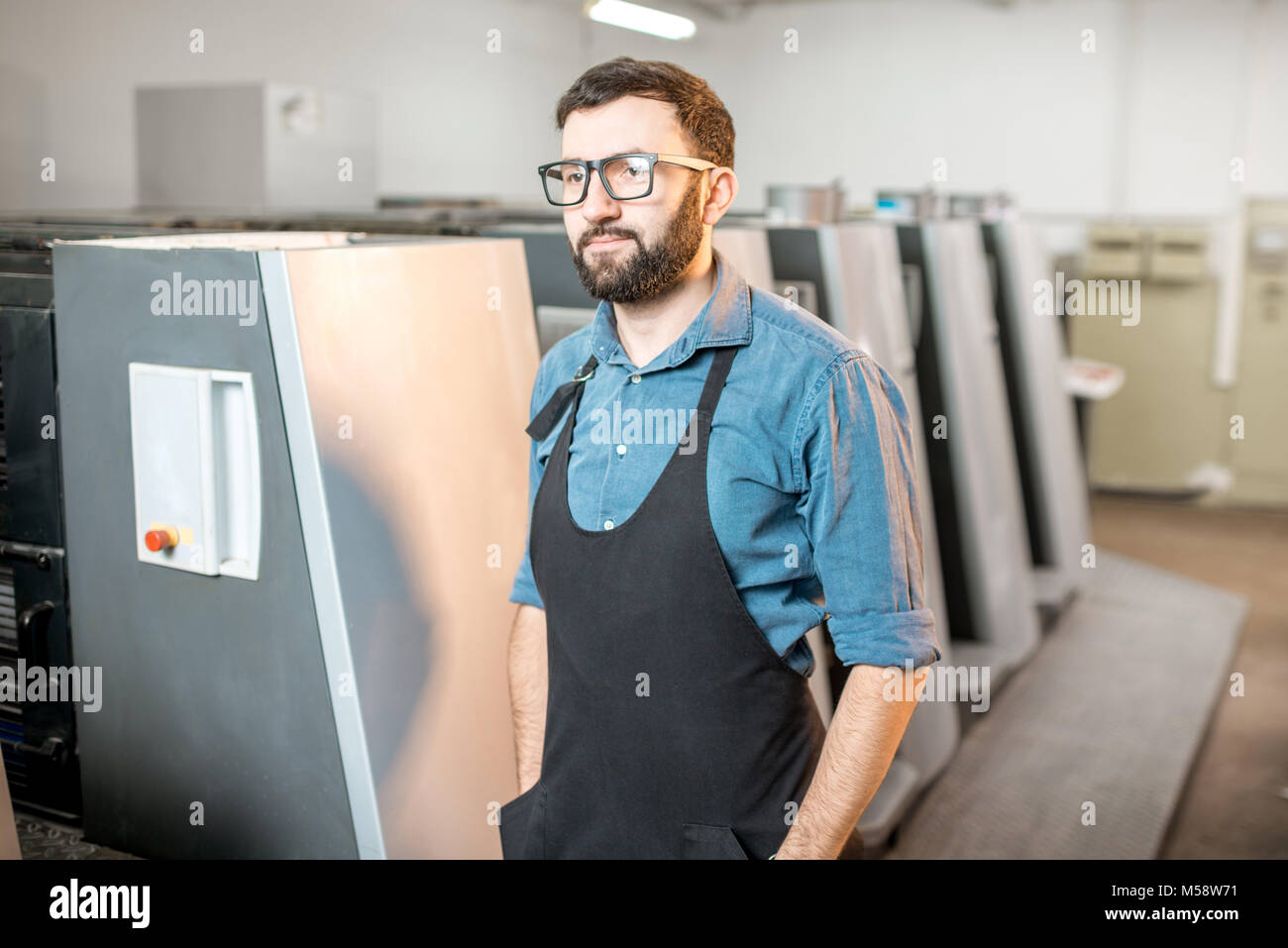 Typographer portrait at the manufacturing Stock Photo