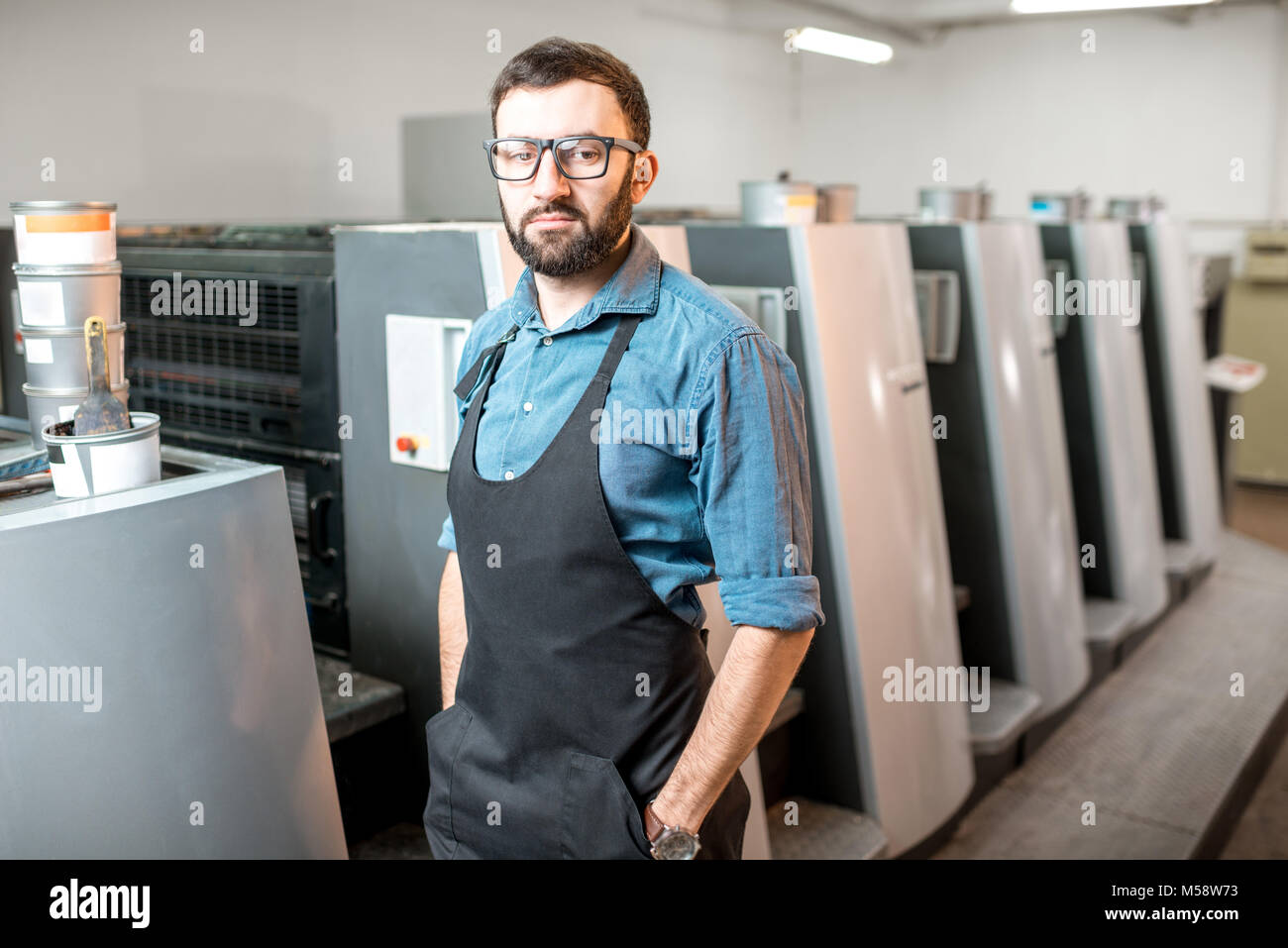 Typographer portrait at the manufacturing Stock Photo